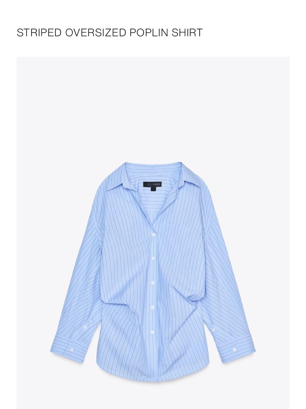 Zara Light Blue and Pink  Pinstripe Oversized Poplin Shirt